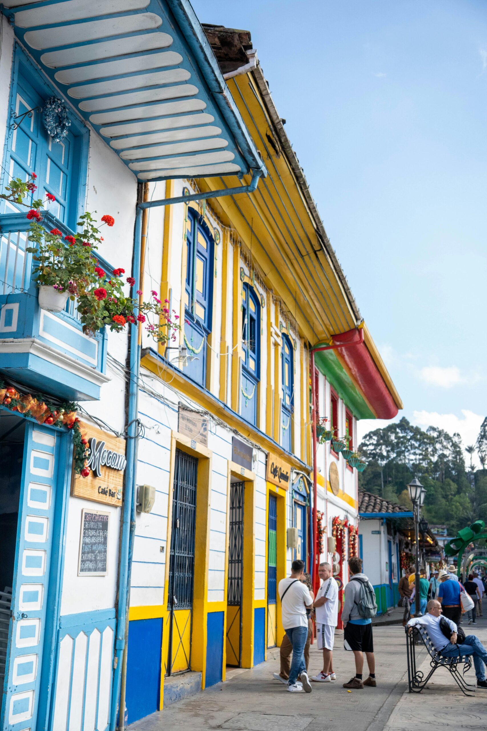 Vibrant colonial architecture along the streets of Salento, Colombia, showcasing local culture and tourism.